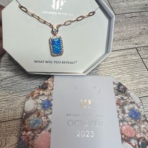 October 2023 birthday collection, blue fire opal necklace